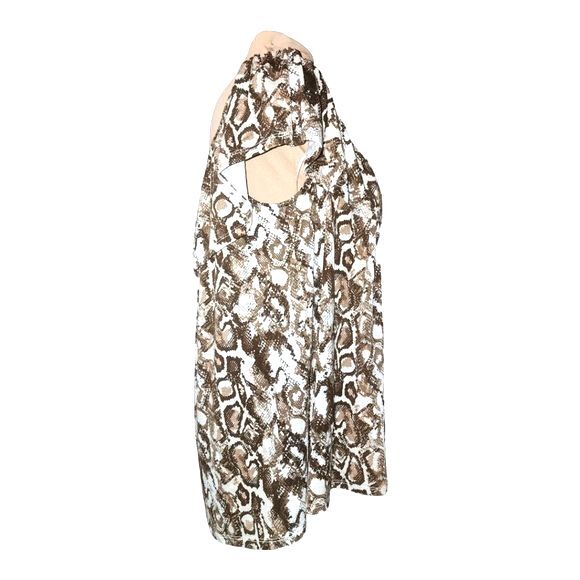 Panhandle NWT Brown & Cream Snakeskin Print On/Off Shoulder Blouse Plus Size XXL - Picture 4 of 10